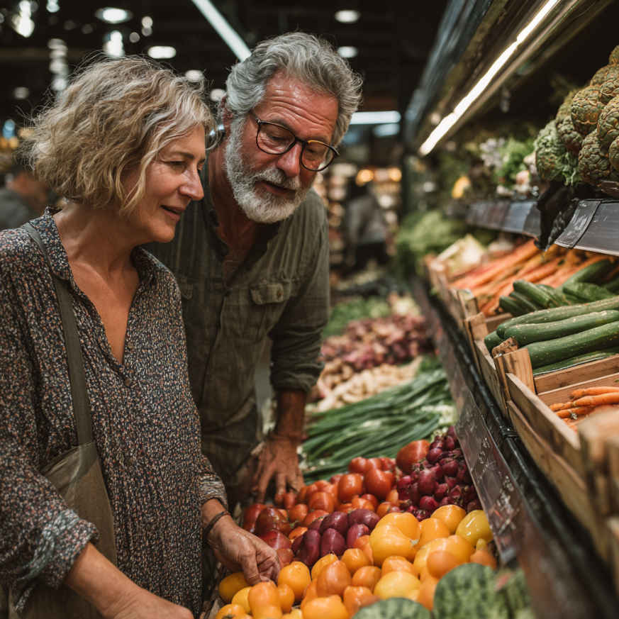 Літній чоловік з овочами